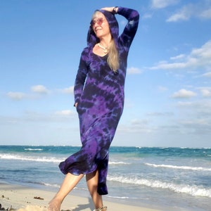 DARK NIGHT Kapuzen Strand Kleid, Tie Dye, S-4XL