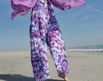 PURPLE Hand Dyed Jumpsuit in Linen Fabric