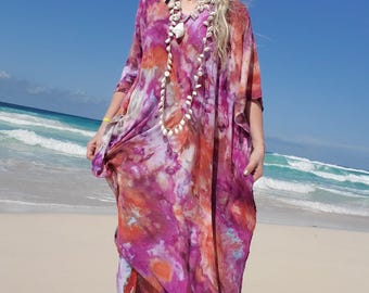 Kaftan ICE DYE Long Beach, regularny i duży