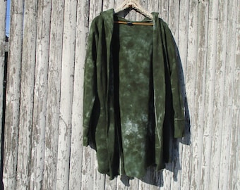 Distressed Olive Oversized Long Hoodie