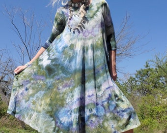 Flowy Ice Dye Dress, Hand Dyed, S-3XL