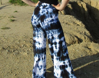 Black Tie Dye Comfy Lounge Pants, S to Plus Sizes, Palazzo Pants