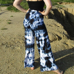 Black Tie Dye Comfy Lounge Pants, S to Plus Sizes, Palazzo Pants image 1