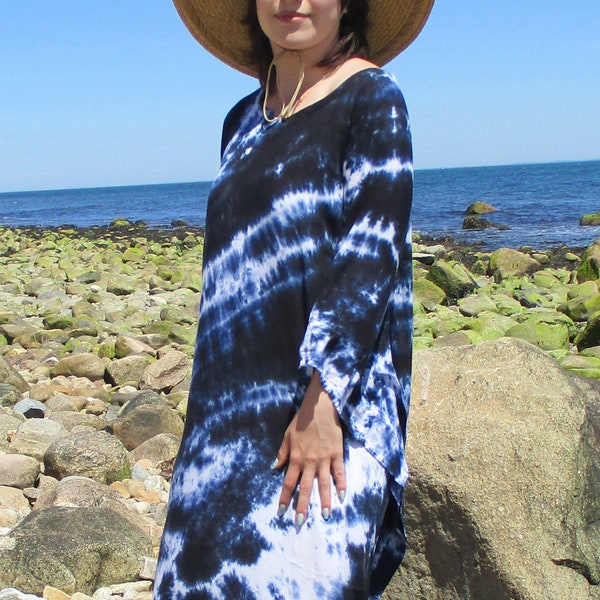 Plus Size Maxi Dress, Loose Kaftan Dress, Custom Colors Tie Dye Boho Dress, Comfy Loungewear, Curvy and Loose Fit, S-XL or 2XL-5XL