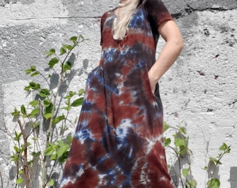 Earthy Floor Length Tie Dye Dress