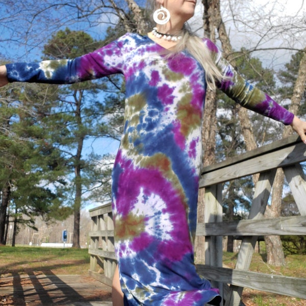 Funky Tie Dyed Hooded Dress, S-4XL