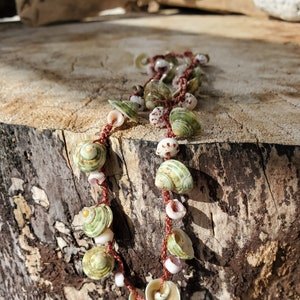 Sweet Green Turbo Shells Necklace with Puka Shells image 1