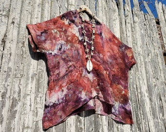 ICE DYE Linen Tunic Top with Pockets
