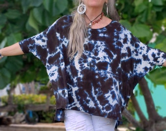 Black Tie Dye Comfy Loose Tunic Top