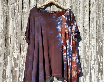 Browns Black Tie Dye Oversized Loose Poncho Tunic