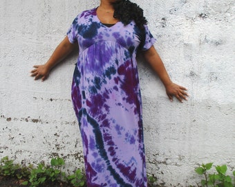 Flowy Plus Maxi Dress with Dolman Sleeves in Tie Dye