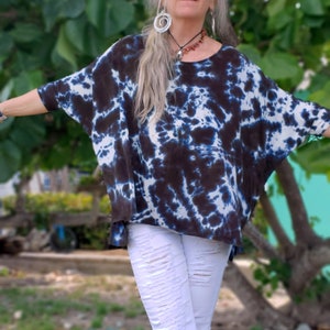 Black Tie Dye Comfy Loose Tunic Top