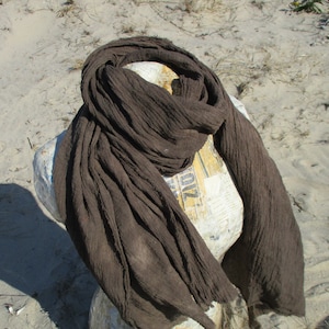 Distressed Khaki Unisex Gauze Scarf, Hand Dyed Cotton Scarf, 3 Sizes