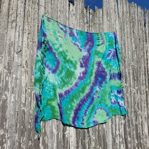 greens-jade-purple hand dyed rayon sarong with fringes