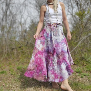 PINK Ice Dye Pure Linen Maxi Skirt with Ties
