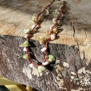 Sweet Green Turbo Shells Necklace with Puka Shells image 3