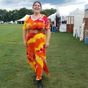 CHAKRA Tie Dye Dress, Boho Maxi with Pockets, XL-4XL image 1