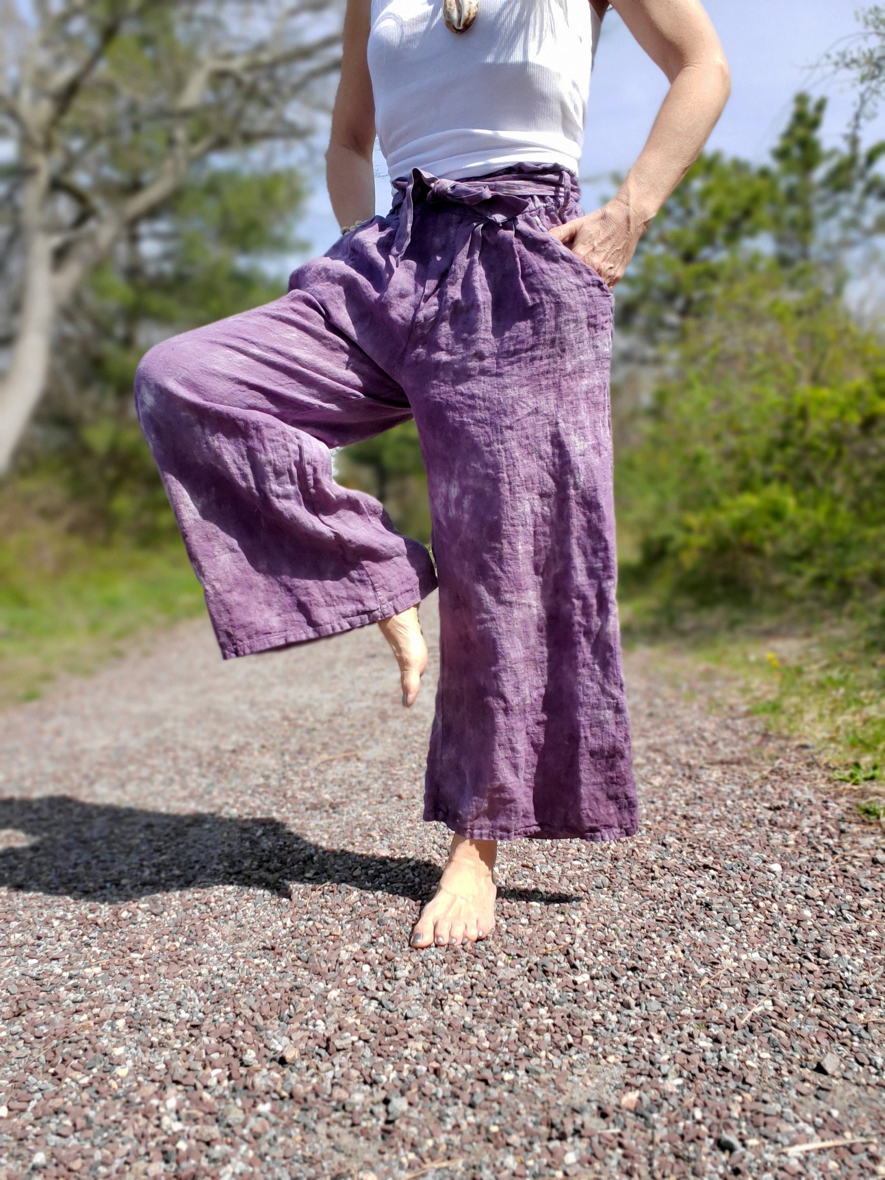Purple Linen Pants - Etsy