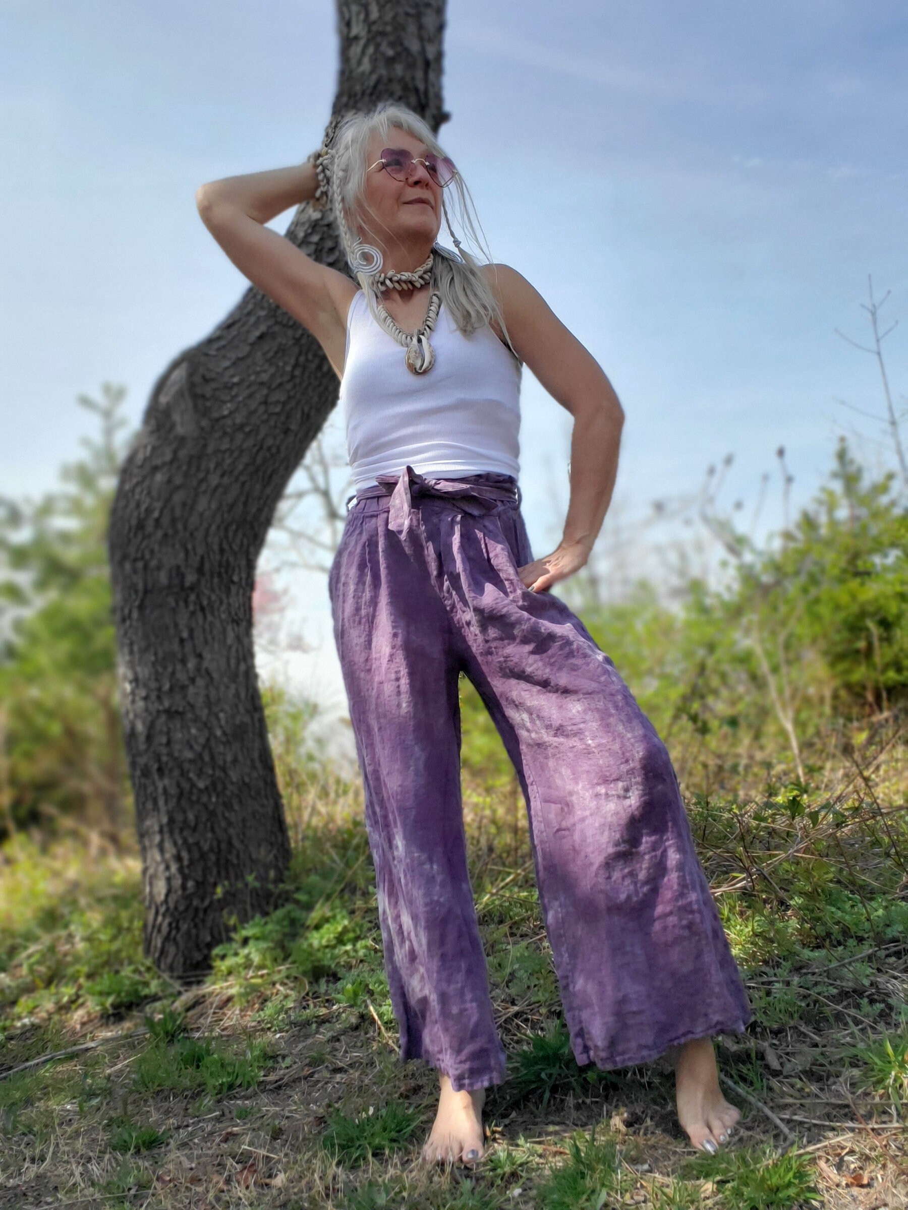 Hand Dyed Distressed Dusty Purple Linen Pants - Etsy
