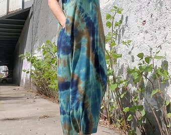 Green Blue Maxi Tie Dye Dress, S-XL - Etsy