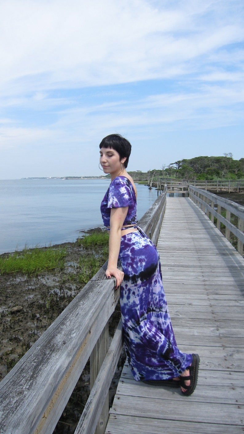 Tie Dye Maxi Skirt, Purple Tie Dye Skirt, XS-3XL image 4