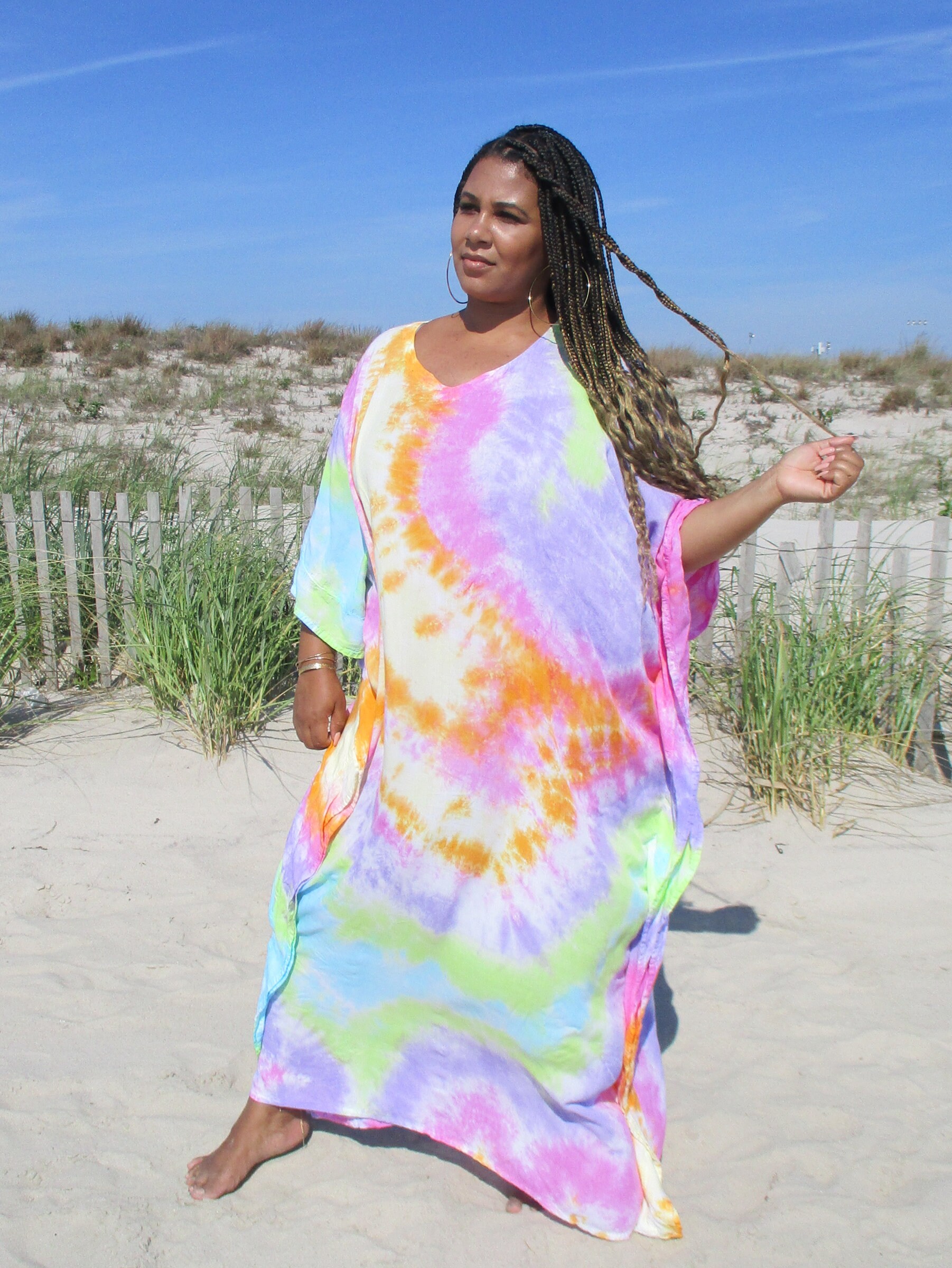 Rainbow Plus Size Maxi Dress Loose Kaftan Dress Boho Dress - Etsy