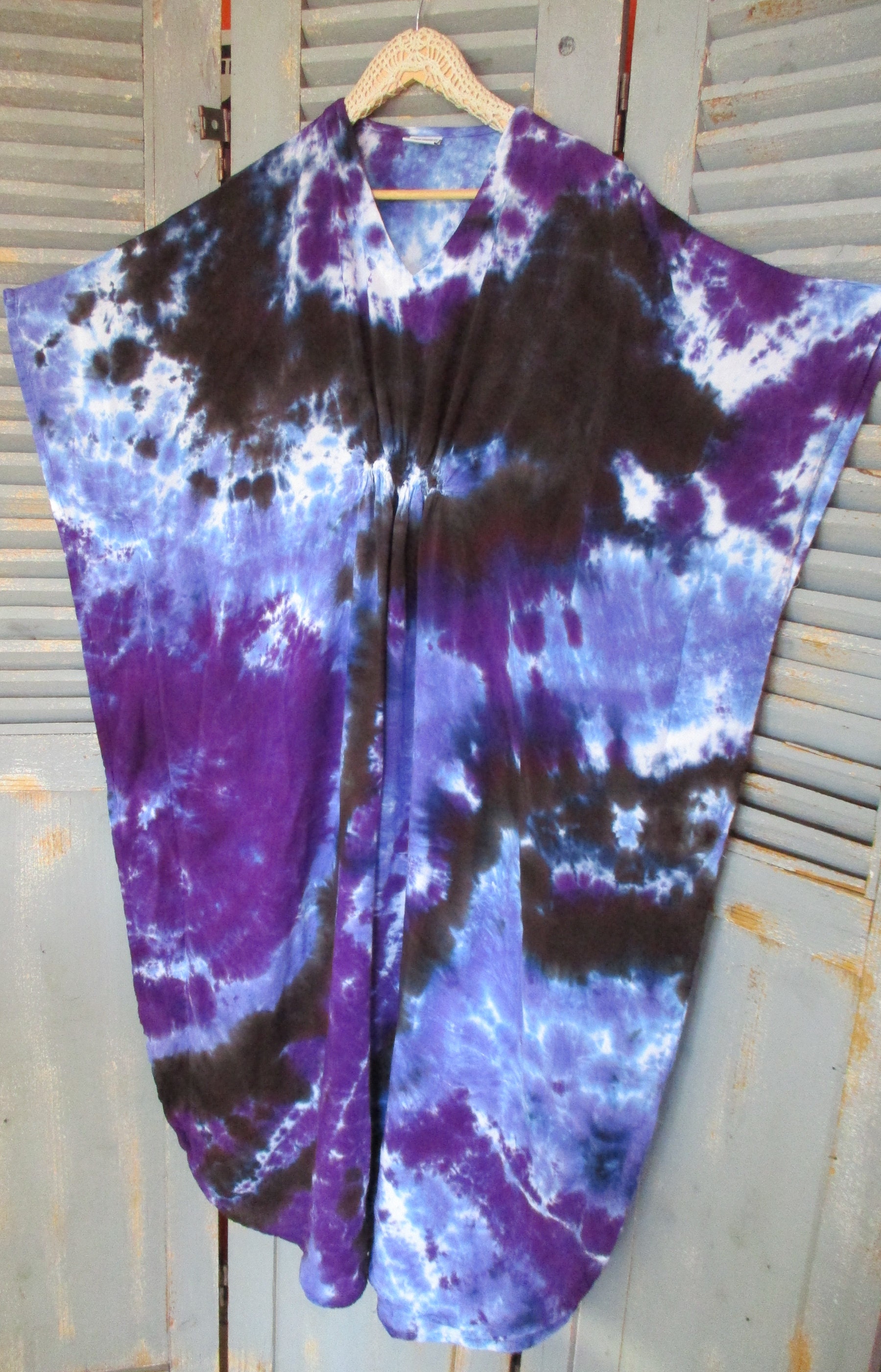 Maxi Kaftan Purple Tie Dye Robe Boho Maxi Dress Loose Fit - Etsy