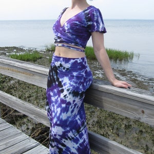 Tie Dye Maxi Skirt, Purple Tie Dye Skirt, XS-3XL image 3