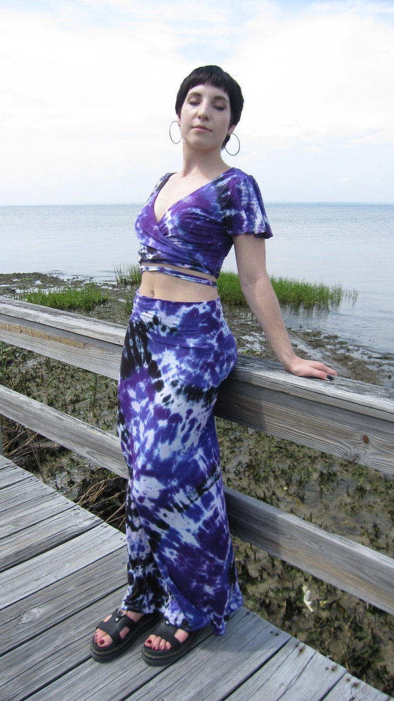 Tie Dye Maxi Skirt, Purple Tie Dye Skirt, XS-3XL image 3