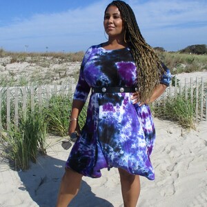 Rainbow Galaxy Tie Dye Flowy Midi Dress image 6