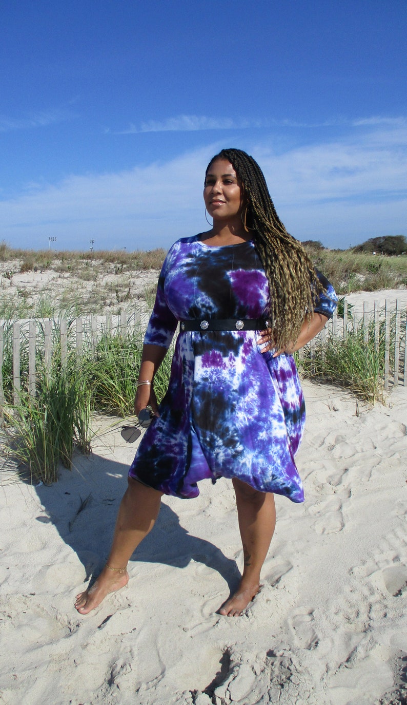 Rainbow Galaxy Tie Dye Flowy Midi Dress image 6