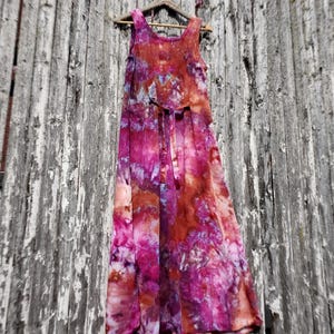 Maxi Length Ice Dye Dress with Back Ties
