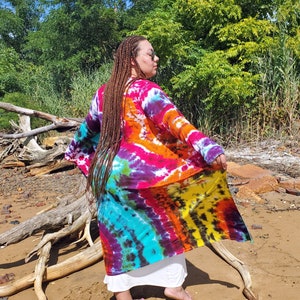 Tie Dye Rainbow Galaxy Duster Cardigan, S-3XL image 4