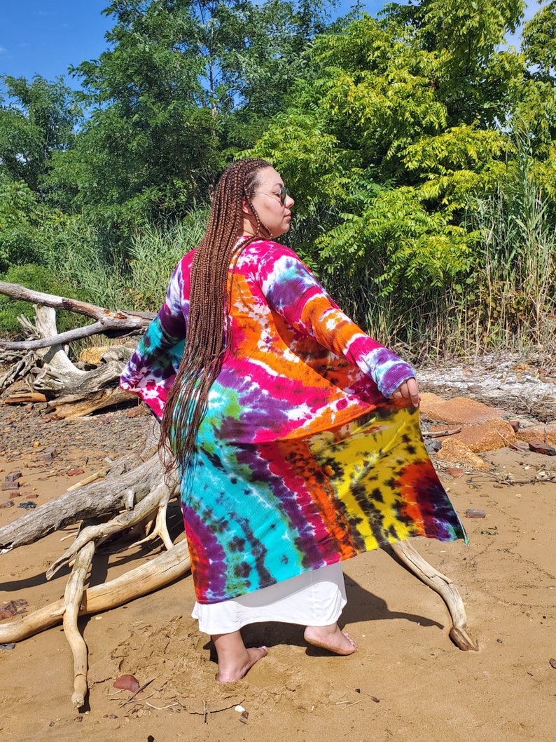 Tie Dye Rainbow Galaxy Duster Cardigan, S-3XL image 4