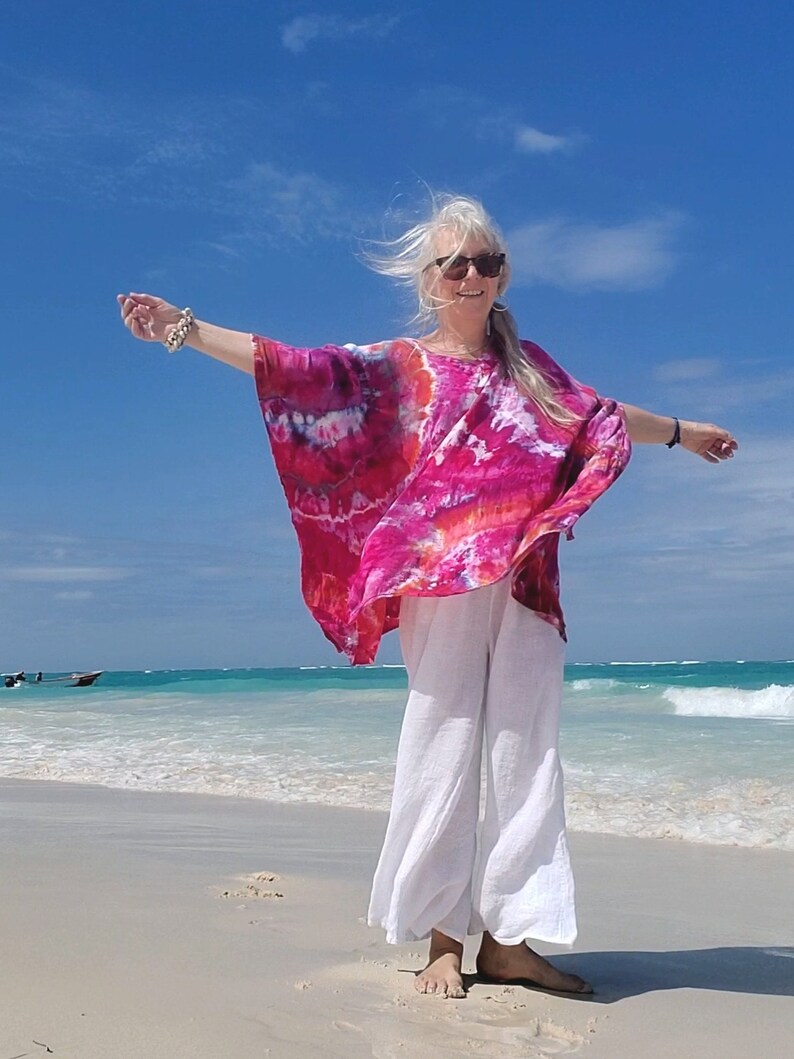 Plus Size Tie Dye Beach Kaftan in Bright Colors image 3