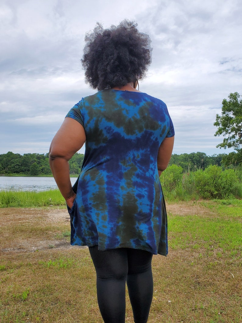 Cute A-Line Tunic with Pockets in PEACOCK Tie Dye image 8