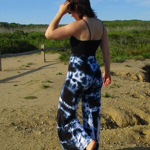 Black Tie Dye Comfy Lounge Pants, S to Plus Sizes, Palazzo Pants image 7