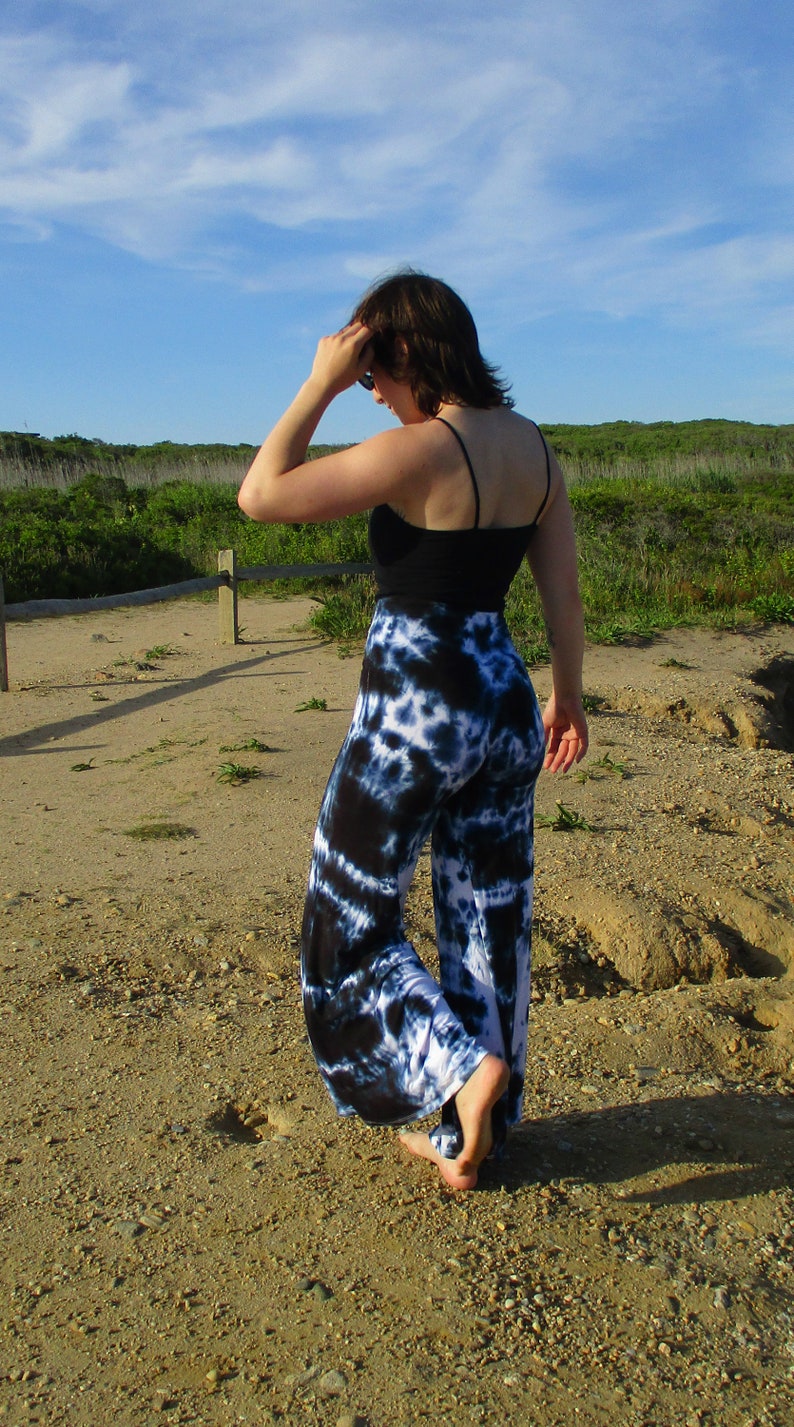 Black Tie Dye Comfy Lounge Pants, S to Plus Sizes, Palazzo Pants image 7