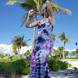 Spaghetti Strap Tie Dye Print Maxi Dress