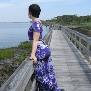 Tie Dye Maxi Skirt, Purple Tie Dye Skirt, XS-3XL image 5