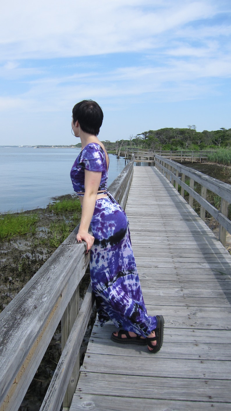 Tie Dye Maxi Skirt, Purple Tie Dye Skirt, XS-3XL image 5