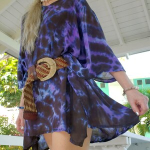 Plus Size Tie Dye Poncho in Purple-Black image 9