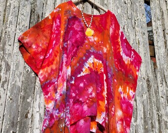 Plus Size Tie Dye Beach Kaftan in Bright Colors