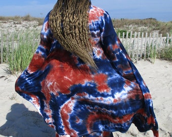 Boho Chic Long Tie Dye Cardigan, Comfy Long Robe, Loungewear