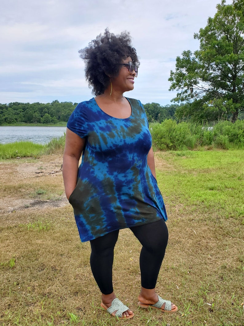 Cute A-Line Tunic with Pockets in PEACOCK Tie Dye image 5