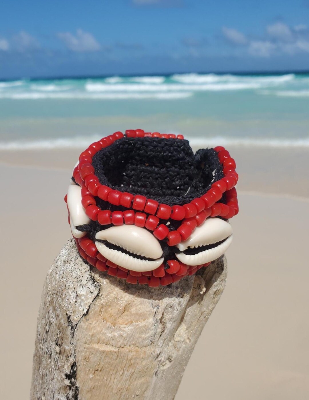 Man's Chunky Beaded Cowrie Shells & Black Hemp Bracelet - Etsy