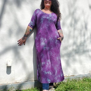 Curvy Long Dress in Dusty Purple,  Hand Dyed, S-4XL