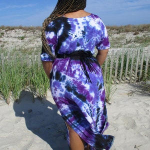 Plus Purple Maxi Dress, Tie Dye Dress with Pockets, Plus Size Tie Dye, S-4XL, Curvy image 5