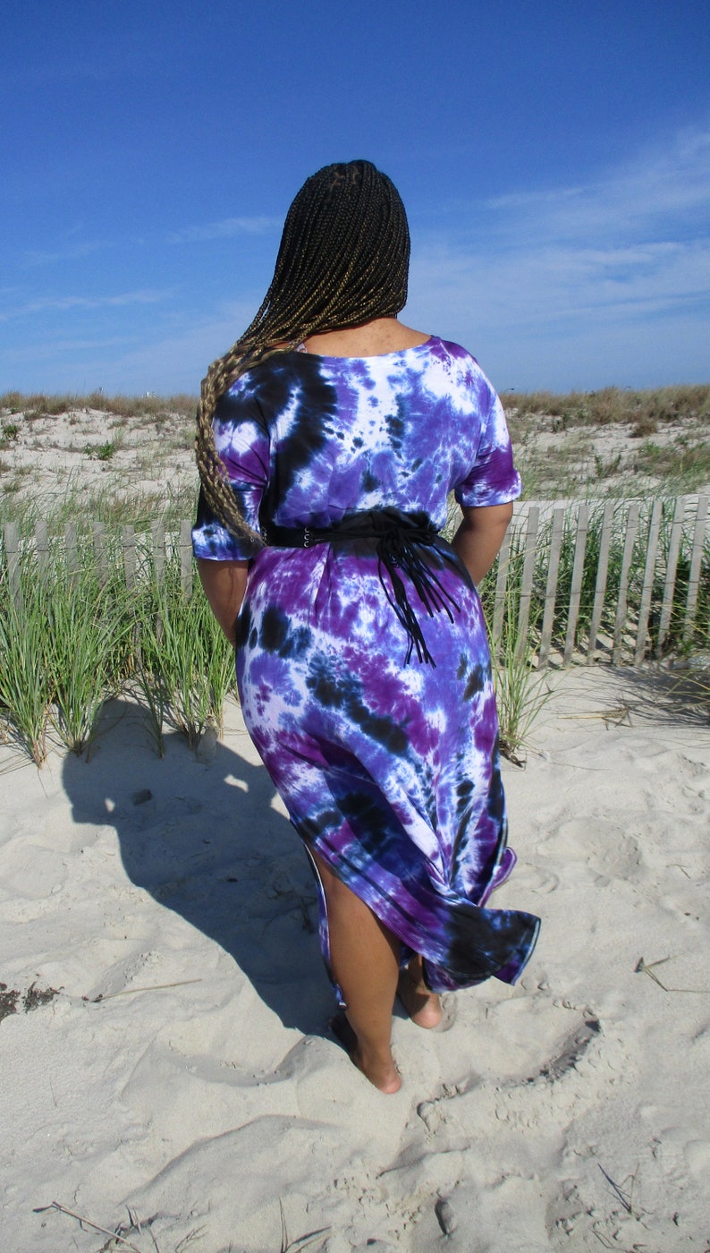 Plus Purple Maxi Dress, Tie Dye Dress with Pockets, Plus Size Tie Dye, S-4XL, Curvy image 5