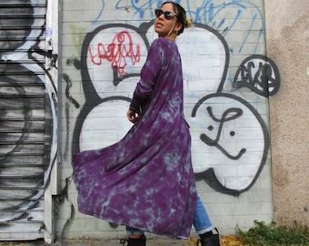 Maxi cardigan in viola polvere effetto consumato, XL, 2XL